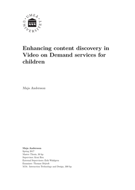 Enhancing Content Discovery in Video on Demand Services for Children