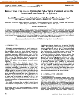 (GLUT2) in Transport Across the Basolateral Membrane in Rat Jejunum