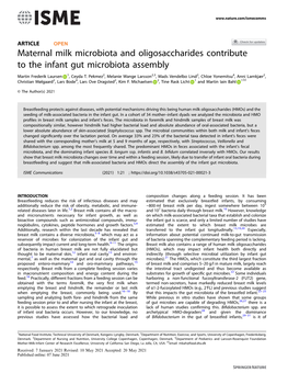 Maternal Milk Microbiota and Oligosaccharides Contribute to the Infant Gut Microbiota Assembly