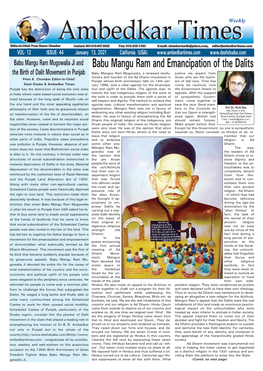 Babu Mangu Ram and Emancipation of the Dalits