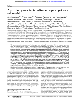 Population Genomics in a Disease Targeted Primary Cell Model