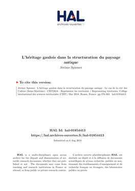 L'héritage Gaulois Dans La Structuration Du Paysage Antique