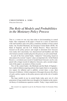 The Role of Models and Probabilities in the Monetary Policy Process