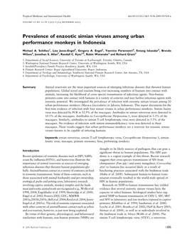 Prevalence of Enzootic Simian Viruses Among Urban Performance Monkeys in Indonesia