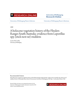 The Flinders Ranges South Australia: Evidence from Leporillus Spp