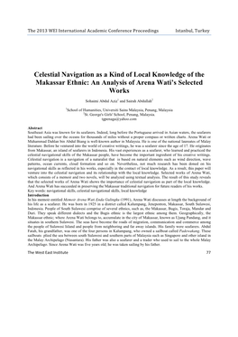 Celestial Navigation As a Kind of Local Knowledge of the Makassar Ethnic: an Analysis of Arena Wati’S Selected Works