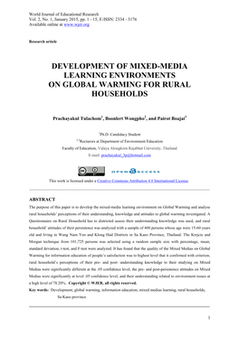 Development of Mixed-Media Learning Environments on Global Warming for Rural Households