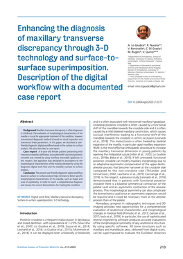 Enhancing the Diagnosis of Maxillary Transverse Discrepancy Through 3-D