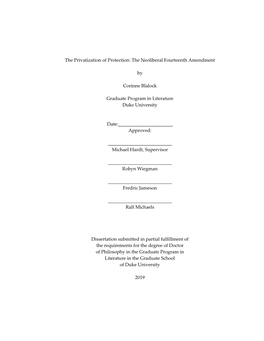 I the Privatization of Protection: the Neoliberal Fourteenth Amendment