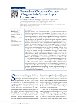 Neonatal and Obstetrical Outcomes of Pregnancies in Systemic Lupus