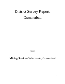 District Survey Report, Osmanabad