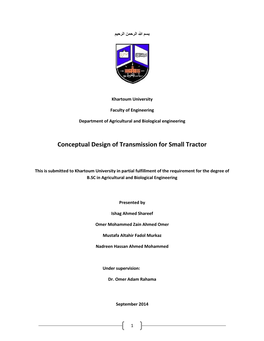 Conceptual Design of Transmission for Small Tractor