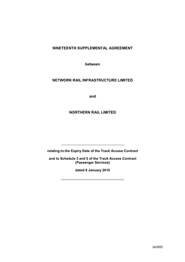 Northern Rail Limited 19Th SA- Draft Agreement