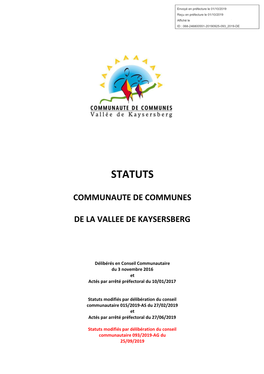 Statuts De La CCVK