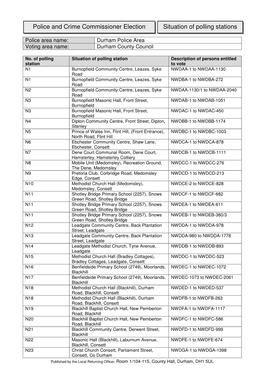 Police and Crime Commissioner Election Situation of Polling Stations