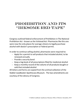 Prohibition and Its Irksome Red Tape