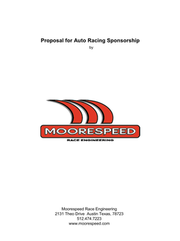 Proposal for Auto Racing Sponsorship By