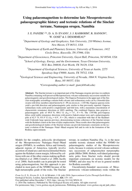 Using Palaeomagnetism to Determine Late Mesoproterozoic Palaeogeographic History and Tectonic Relations of the Sinclair Terrane, Namaqua Orogen, Namibia