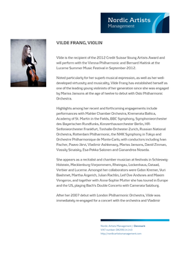 Vilde Frang, Violin