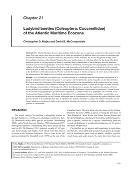 (Coleoptera: Coccinellidae) of the Atlantic Maritime Ecozone