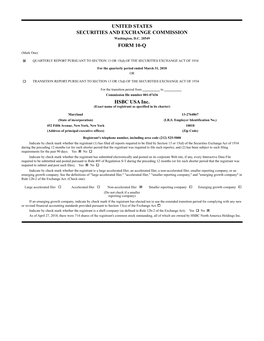 UNITED STATES SECURITIES and EXCHANGE COMMISSION FORM 10-Q HSBC USA Inc