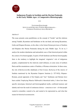 Indigenous Peoples in Sardinia and the Iberian Peninsula in the Early Middle Ages: a Comparative Historiography