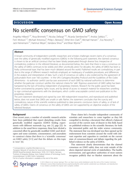No Scientific Consensus on GMO Safety
