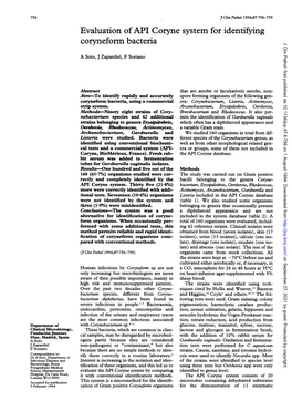 Evaluation Ofapi Coryne System for Identifying Coryneform Bacteria