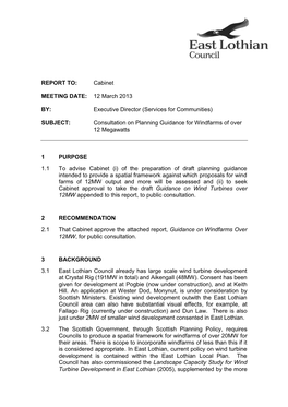 13 Consultation on Planning Guidance for Wind Farms Over 12