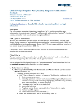 CP.PMN.237 Bempedoic Acid (Nexletol)