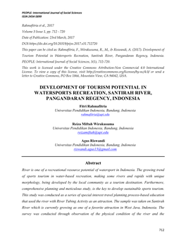 Development of Tourism Potential in Watersports Recreation, Santirah River, Pangandaran Regency, Indonesia