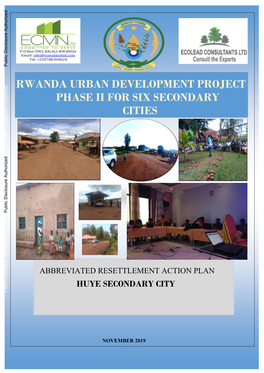 Rwanda Urban Development Project Phase Ii for Six Secondary Cities