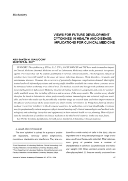 Views for Future Development Cytokines in Health and Disease: Implications for Clinical Medicine