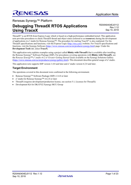 Debugging Threadx RTOS Applications Using Tracex Contents