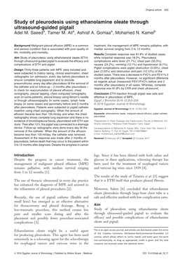 Study of Pleurodesis Using Ethanolamine Oleate Through Ultrasound-Guided Pigtail Adel M