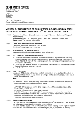 Minutes, Council, 2 October 2017