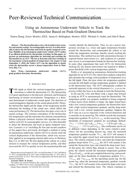 Using an Autonomous Underwater Vehicle to Track the Thermocline Based on Peak-Gradient Detection Yanwu Zhang, Senior Member, IEEE, James G