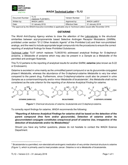 WADA Technical Letter – TL12 OSTARINE