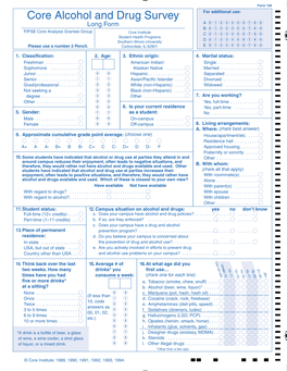 Core Alcohol and Drug Survey