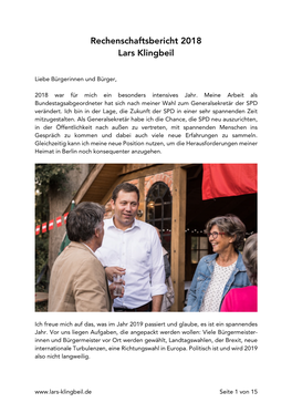 Rechenschaftsbericht 2018 Lars Klingbeil