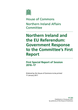 Northern Ireland and the EU Referendum Government Response