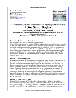 Sefer Otzrot Hayim the Treasury of Life by R