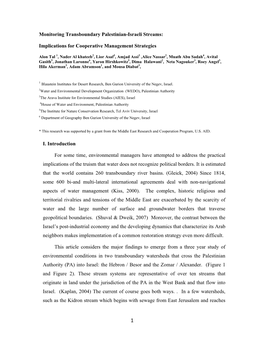 Monitoring Transboundary Palestinian-Israeli Streams