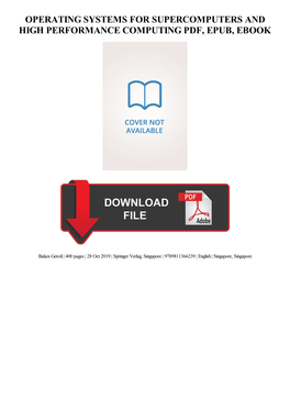 Operating Systems for Supercomputers and High Performance Computing Pdf, Epub, Ebook