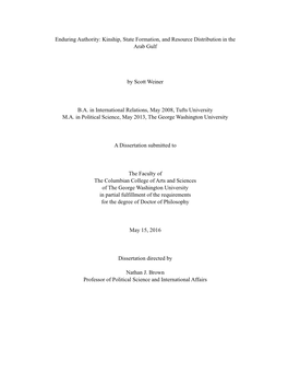 Enduring Authority: Kinship, State Formation, and Resource Distribution in the Arab Gulf