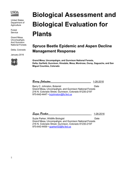 Biological Assessment and Biological Evaluation for Plants