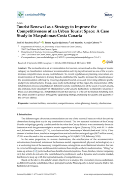 Tourist Renewal As a Strategy to Improve the Competitiveness of an Urban Tourist Space: a Case Study in Maspalomas-Costa Canaria