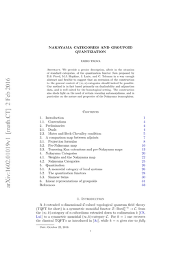 Nakayama Categories and Groupoid Quantization