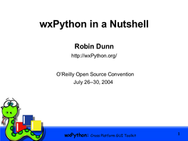 Up & Running with Wxpython Robin Dunn Patrick O'brien O'reill