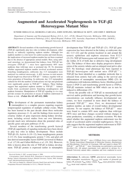 Augmented and Accelerated Nephrogenesis in TGF-␤2 Heterozygous Mutant Mice